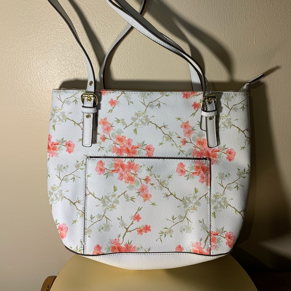 The Loft - purse with pink flowers - faux leather